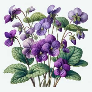Botanical Illustration of Wild Violets | Detailed Anatomy