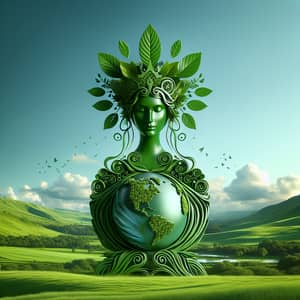 Majestic Green Earth King | Nature-Inspired Crowned Figure