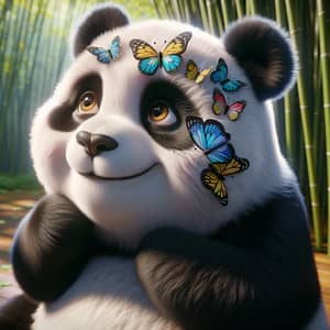 Smiling Panda with Butterfly Cheeks | Serene Forest Habitat