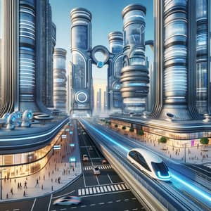 Futuristic Cityscape: Advanced Buildings, High-Tech Design