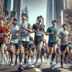 Diverse Group Marathon Runners Race Through City | Event 2023