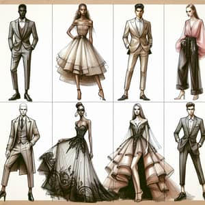 Unique Fashion Design Sketches - Diverse Model Styles