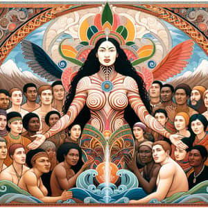 Maori Goddess of Humankind: Vibrant Digital Painting