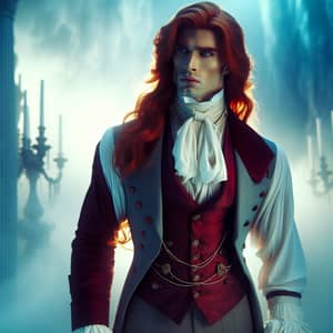 Majestic Victorian-Style Demi-God with Blue Eyes & Fiery Red Hair