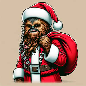 Chewbacca in Santa Claus Attire | Festive Star Wars Character