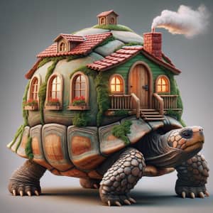 Unique Turtle with a House Shell - Whimsical Creature Design