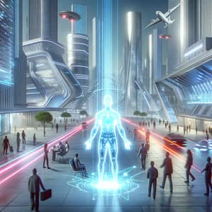 Futuristic LED Glow in Modern City Landscape
