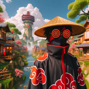 Unique Ninja-Themed Costume in Oriental Fantasy Landscape