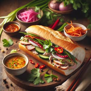 Traditional Vietnamese Bánh Mì Sandwich