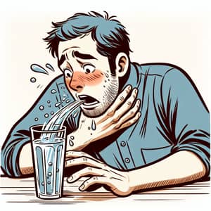 Man Choking on Water - Emergency Illustration