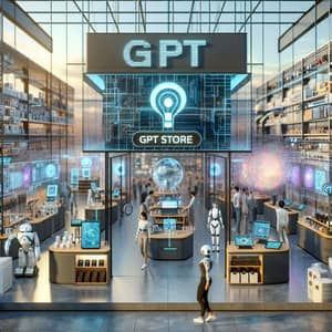 Futuristic GPT Store with Next-Gen Tech Gadgets