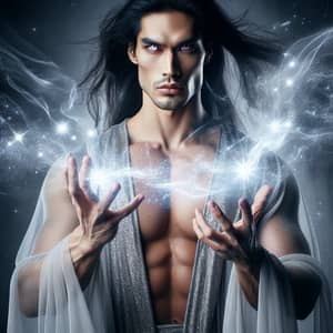 Asian Grand Wizard with Bright Glowing Eyes | Magical Scene