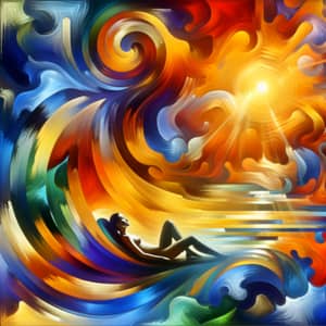 Abstract Sunbathing Art | Vibrant Hues & Sensations