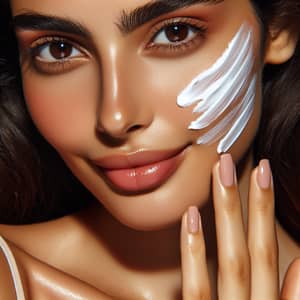 Middle Eastern Woman Applying Zinc Cream Sunscreen - Skin Protection
