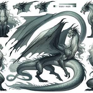 Gray-Green Dragon Trans-Male: Detailed Reference Sheet