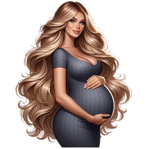 Stylish 42 Week Pregnant Woman with Long Blonde Hair