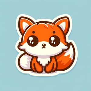 Cute Fearful Fox Sticker Design - Adorable Fluffy Orange Fox