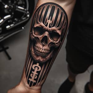Skull and Harley Davidson Logo Forearm Tattoo Design