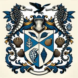 Noble and Traditional Coat of Arms with Sea Life Imagery