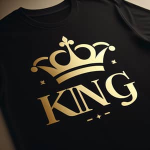 Minimalist Gold Crown 'KING' Black T-Shirt Design