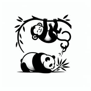 Monkey and Panda Tattoo Design