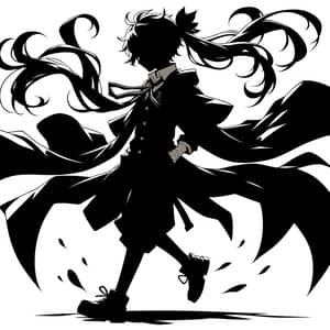 Anime-Style Character Silhouette | Black Silhouette Art