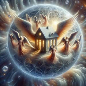 Angel Houses in Magnificent Sphere | Divine Glow Illustration