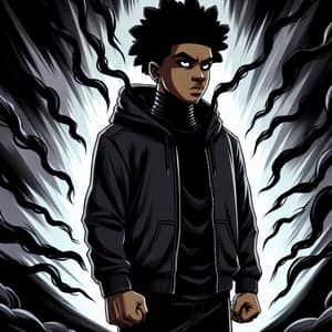 African American Anime-Style Teen with Pitch Black DBZ Aura