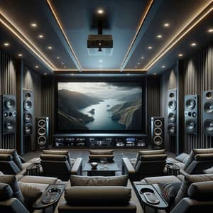 Immersive Home Theater System with Surround Sound and UHD Projector