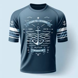 Minimalist Naval Cadets Sports T-Shirt Design | Blue & Gray Theme