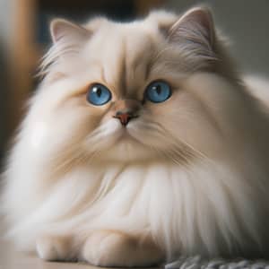 Beautiful Himalayan Cat with Fluffy White Fur and Blue Eyes