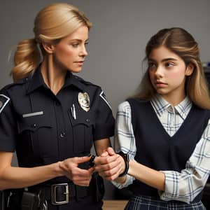 Blonde Female Police Officer Arresting College Student | Professional Policing Scene