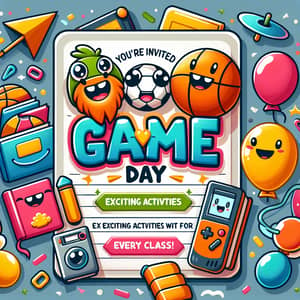 Colorful Games Event Invitation for School Classes | Game Day Fun