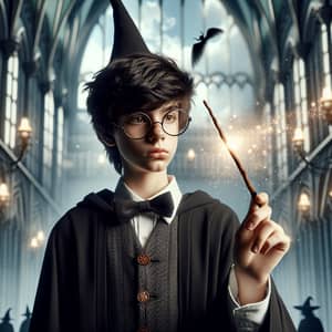 Young Wizard Casting Magical Spell | Hogwarts School