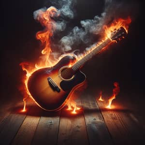 Fiery Acoustic Guitar - Dramatic Flames and Glowing Strings