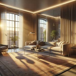 Contemporary Living Room Bathed in Evening Sunlight