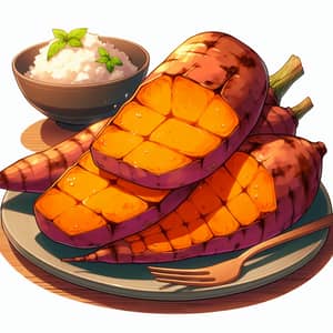 Roasted Sweet Potato - Delicious Anime-Style Image