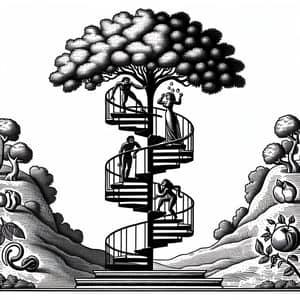 Spiral Staircase Illustration: Tree of Knowledge of Good and Evil