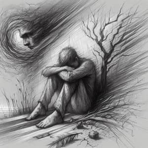 Melancholic Loneliness - Pencil Sketch Artwork