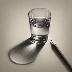 Hyperrealistic Pencil Sketch of Water Glass