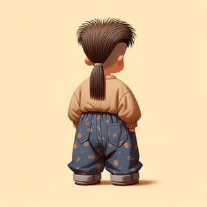 Animated Child with Mullet Hairstyle and Baggy Pants