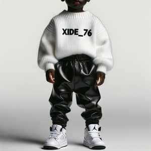 Fashionable Black Boy in White Jordan Shoes and Xide_76 Pullover