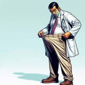 Bewildered South Asian Scientist in White Coat | Comic Style