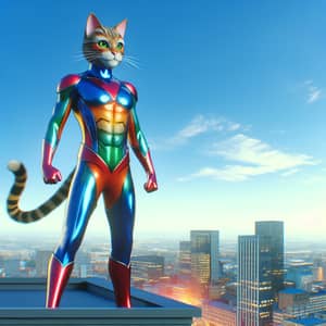 Sleek Feline-Inspired Superhero Leaping into Action