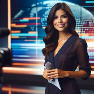 Professional Hispanic Female TV Presenter | Engaging Viewers with Charismatic Smile