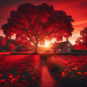 Calm Red Scene with Poppies and Robin | Website Name