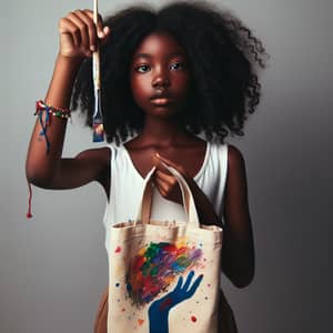 Creative Black Girl Painting Tote Bag - Contentment and Concentration