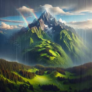 Majestic Rain-Drenched Mountain | Tranquil Beauty
