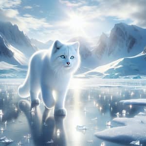 Majestic Arctic Cat in Snowy Landscape