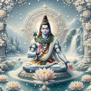 Lord Shiva Beautiful Deity by Water with Lotus Flowers